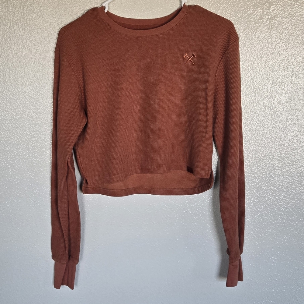 All American Roughneck Rust Cropped Waffle Knit Top – Sz XL